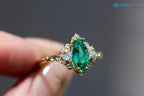 Marquise Cut Green Lab Grown Three stone Wedding Ring - DisneyValley