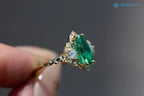 Marquise Cut Green Lab Grown Three stone Wedding Ring - DisneyValley