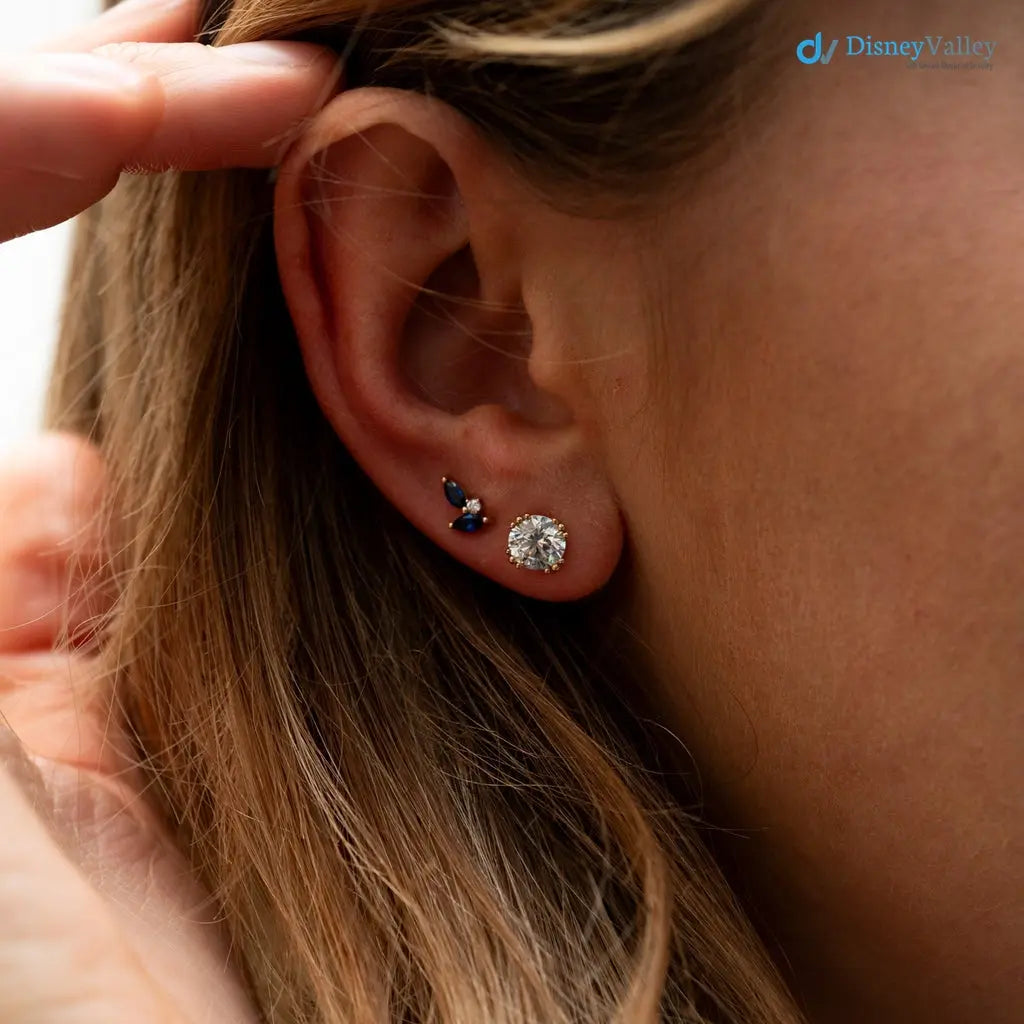 Marquise lab grown sapphire cluser stud earrings - DisneyValley