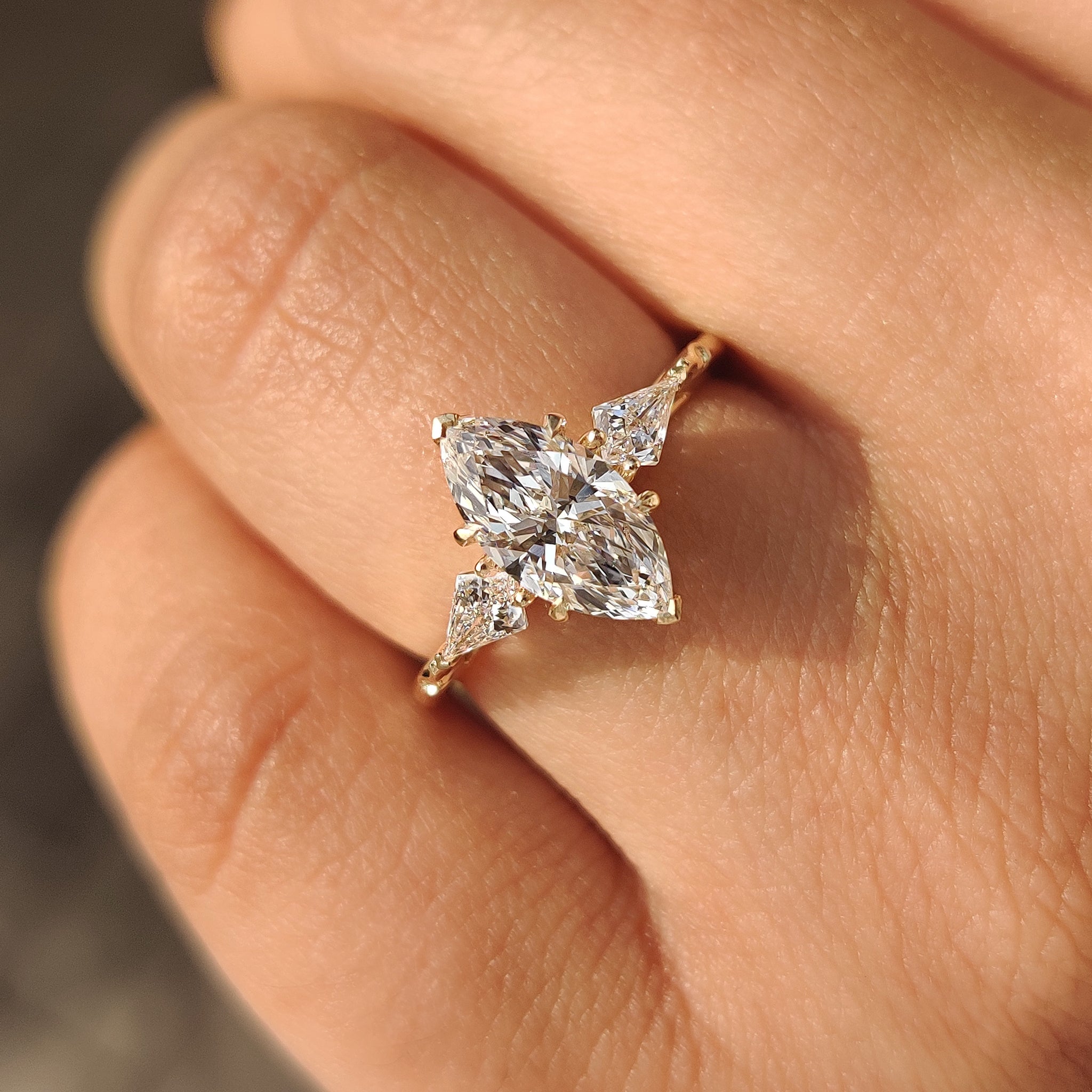 Vintage Style Marquise Diamond Ring with Basket Filigree Details Secondary image