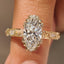 Marquise Cut Diamond Ring with Hidden Flower Crown