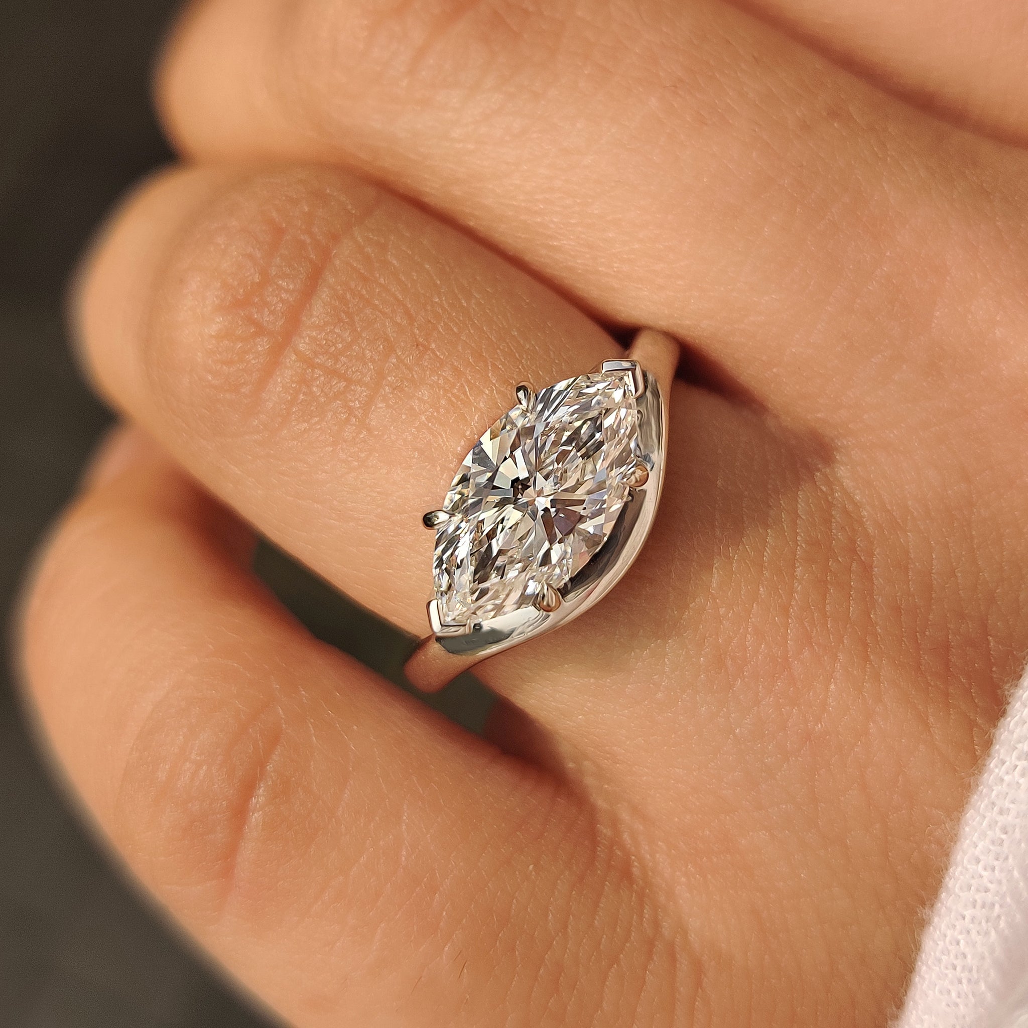 Marquise Diamond Engagement Ring in Solitaire Style Secondary image