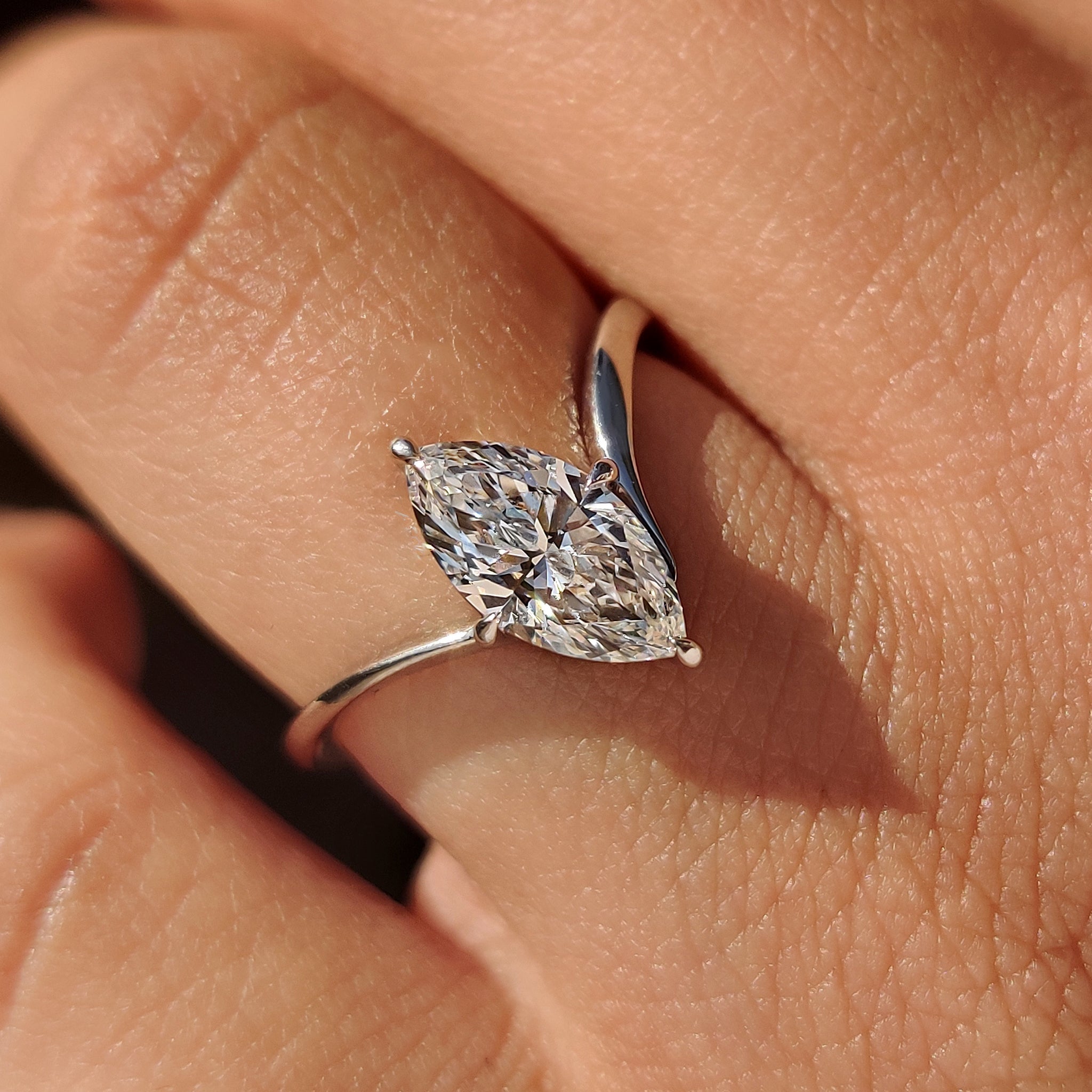 Marquise Cut Engagement Ring in Upside Down Setting Secondary image