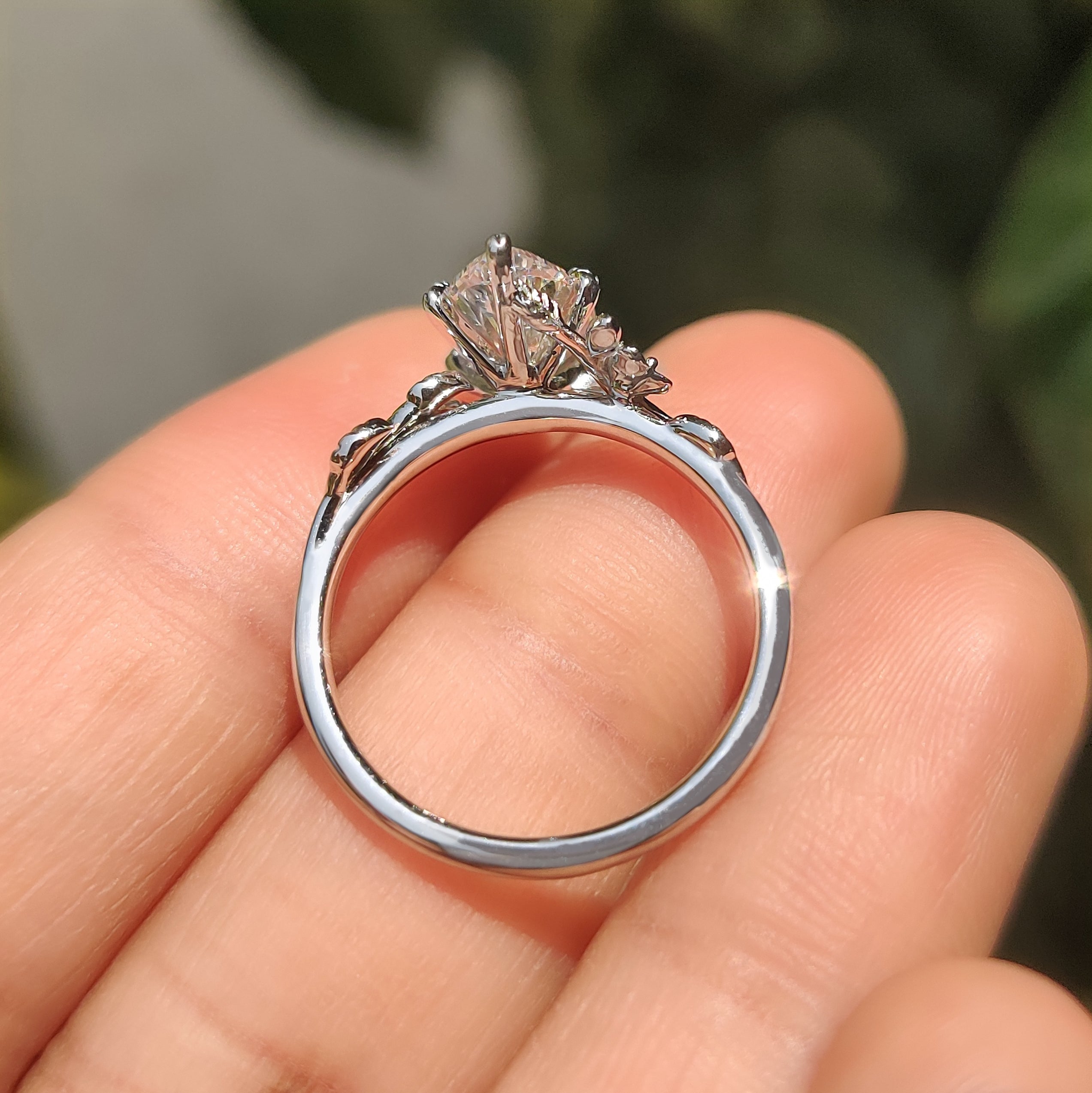 Nature Inspired Marquise Cut Engagement Ring in Floral Details