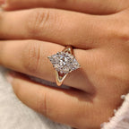 Marquise Diamond Ring In Hidden Flower Pink Ruby