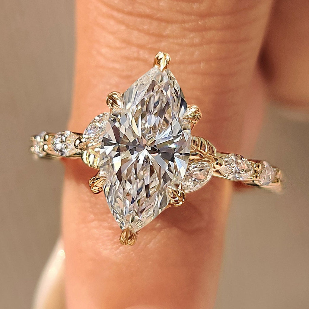 Nature Inspired Marquise Diamond Engagement Ring