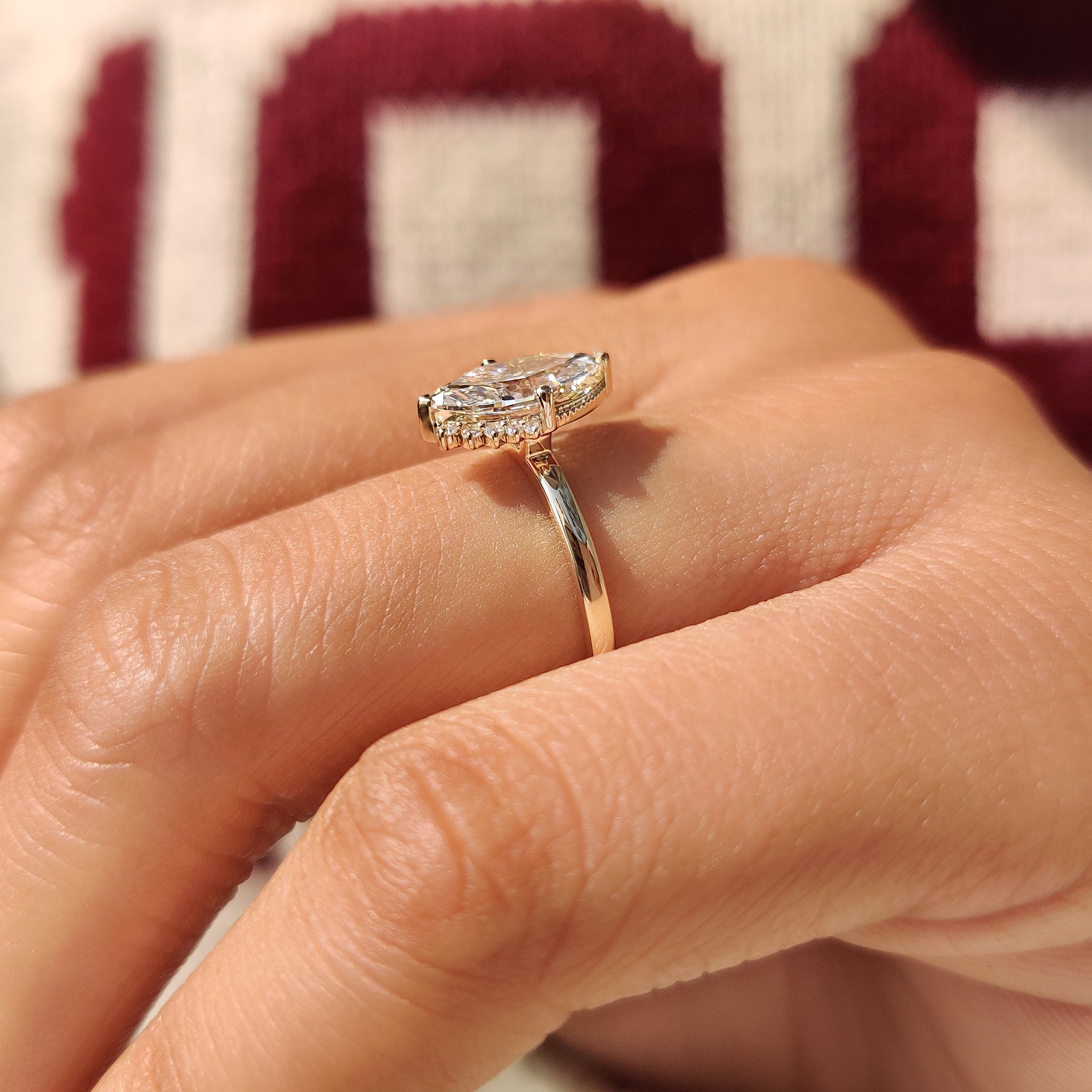 Marquise Cut Ring in Milgrain Details