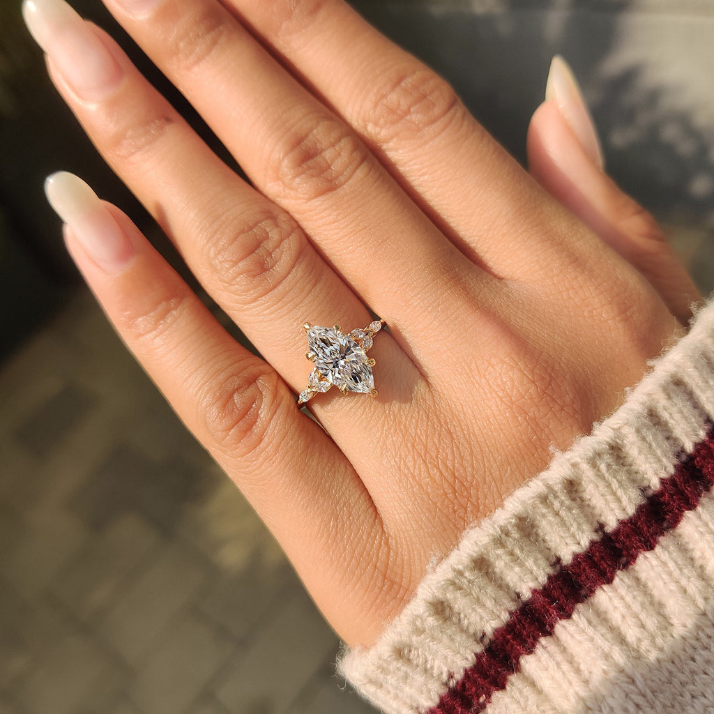 Muse Style Marquise Diamond Ring With Tulip Setting