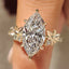 Nature Inspired Marquise Diamond Ring in Flower Detailing