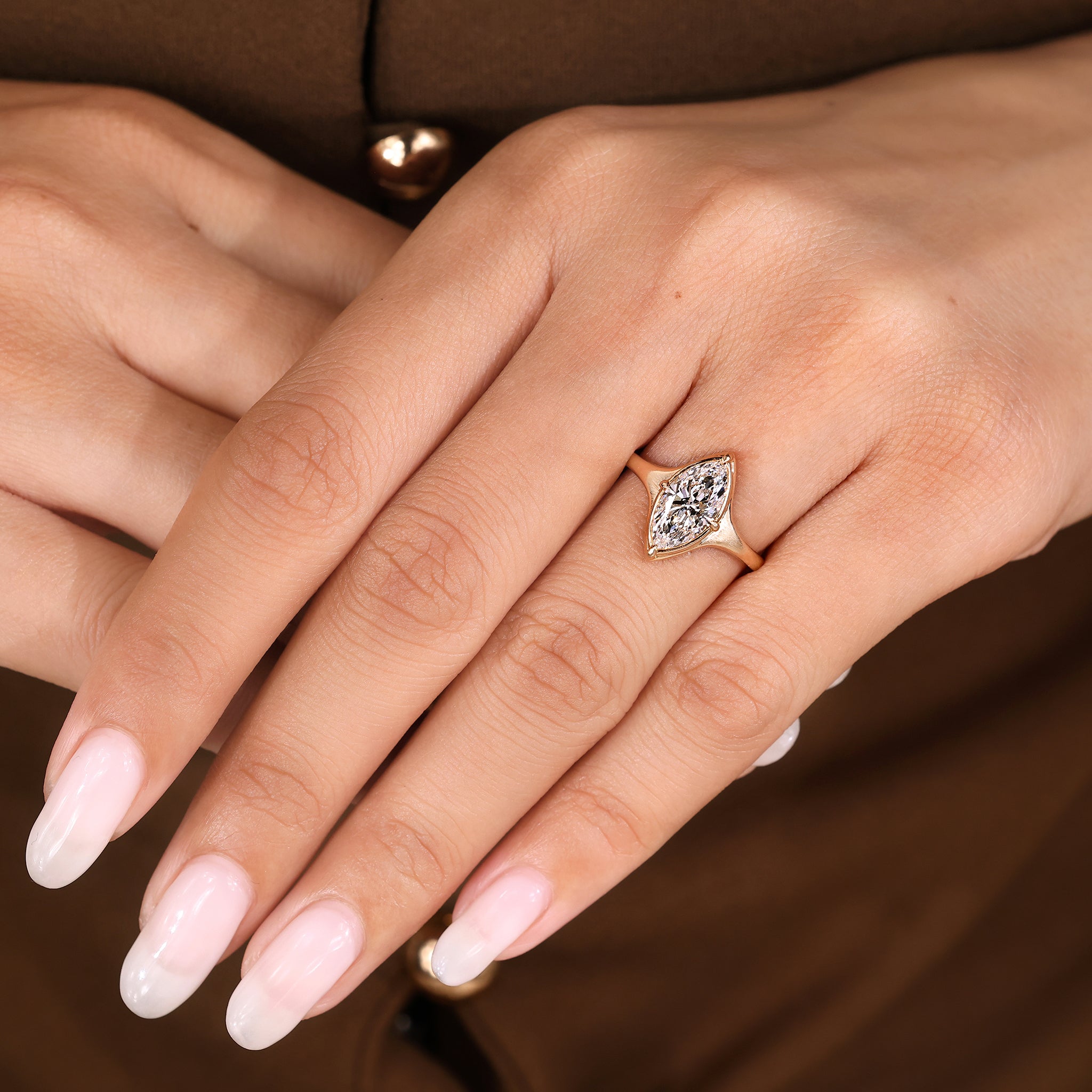 Marquise Cut Diamond Engagement Ring in Bezel Setting