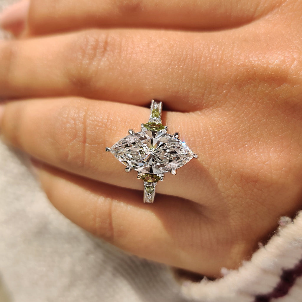 Marquise Engagement Ring In Vintage Art Deco style