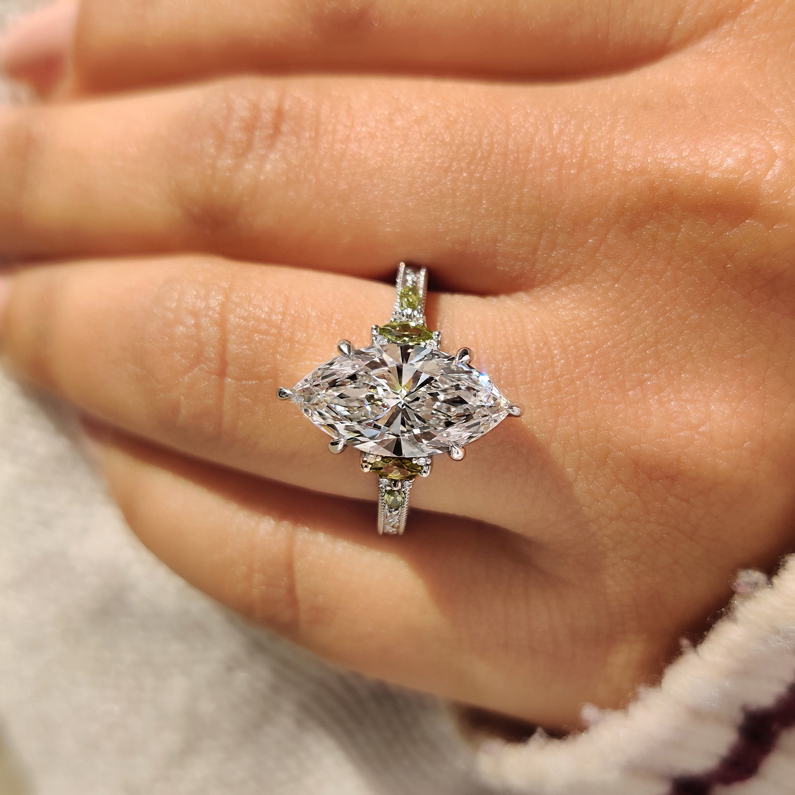 Marquise Engagement Ring In Vintage Art Deco style