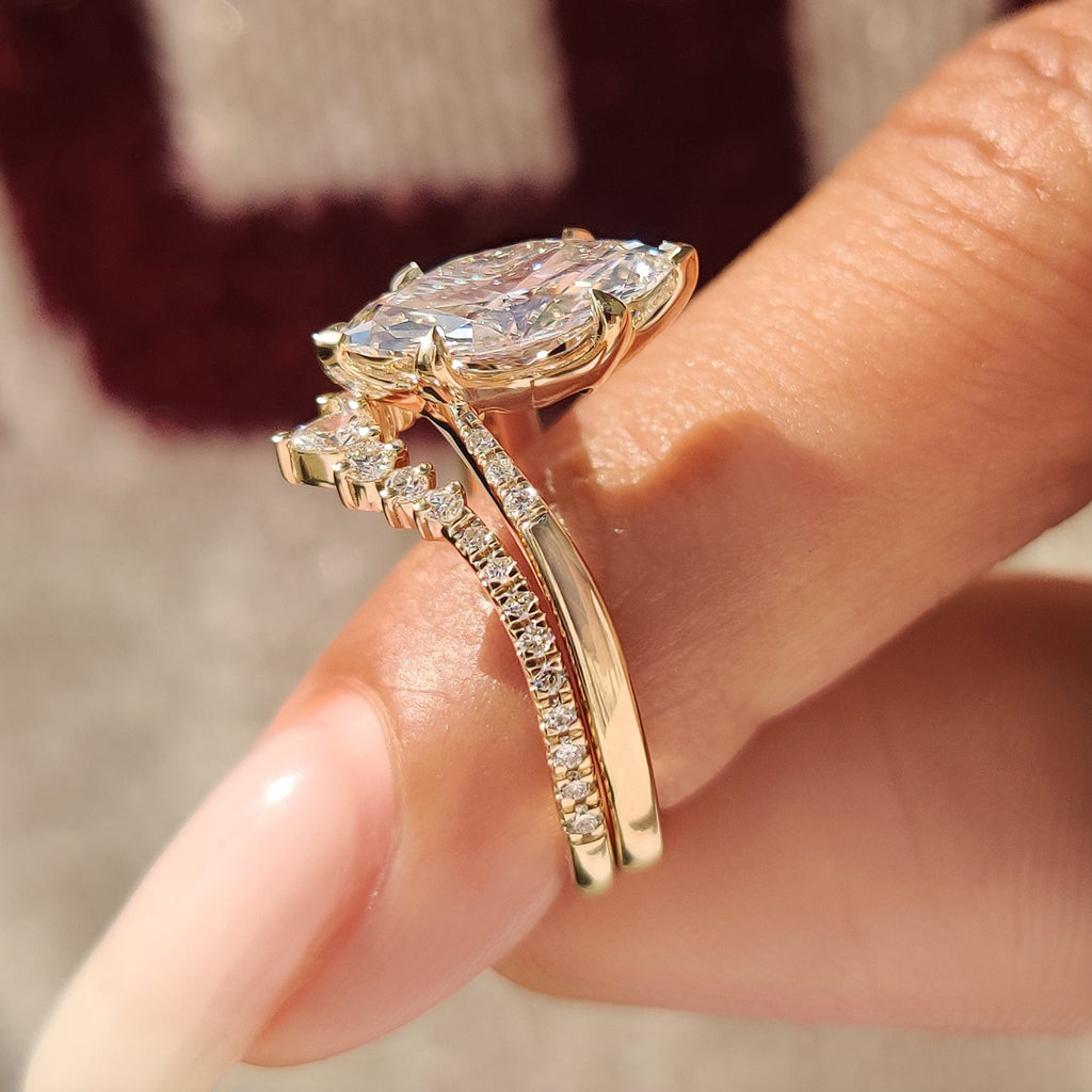 Marquise Cut Diamond Engagement Ring With Wedding Band