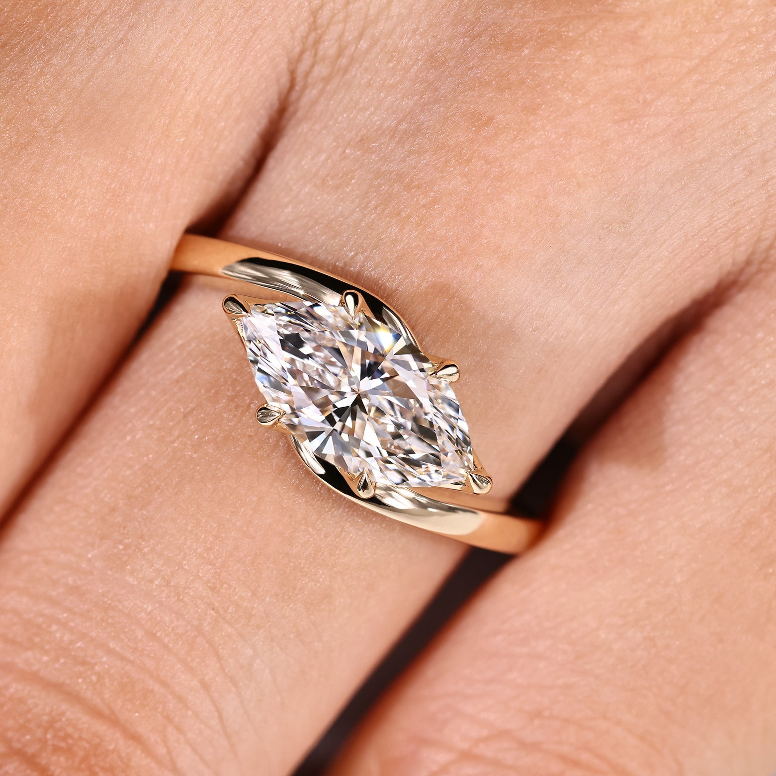 Solitaire Marquise Engagement Ring In East To West Setting