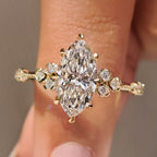 Vintage Style Marquise Lab Grown Diamond Ring with Milgrain Details