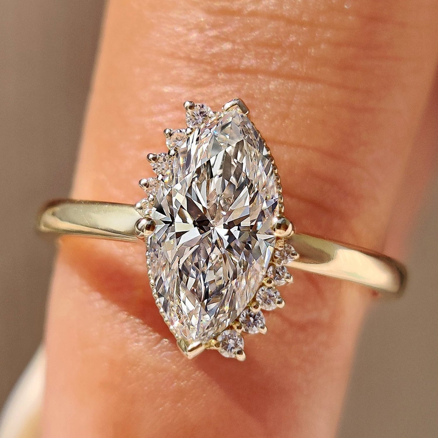 Marquise Cut Ring in Milgrain Details Main image