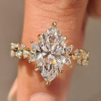 Marquise Diamond Ring in Nature Inspired Setting