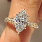 Marquise Cut Diamond Ring in Milgrain Details
