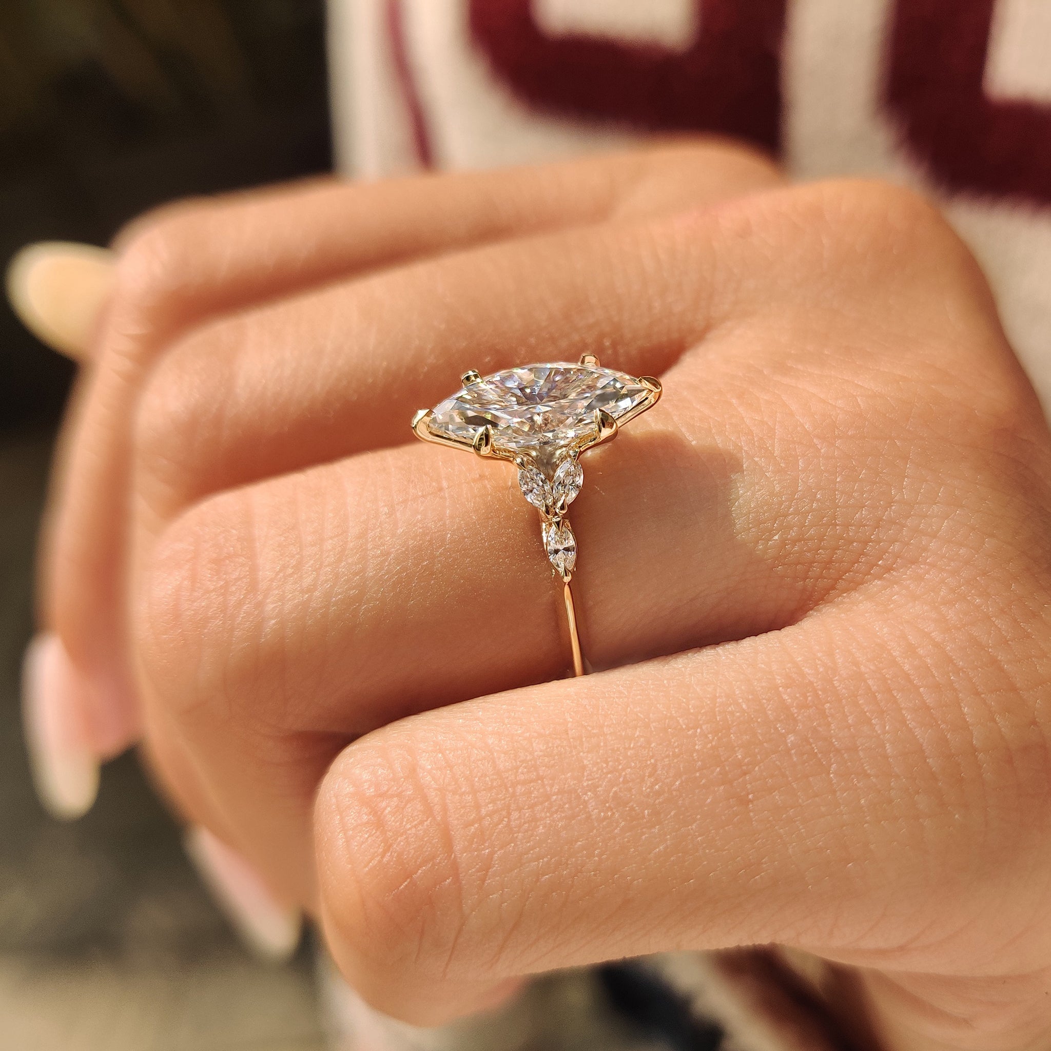 Muse Style Marquise Diamond Ring With Tulip Setting Secondary image