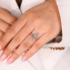 Elongated Marquise Engagement Ring In Distance Pave Style
