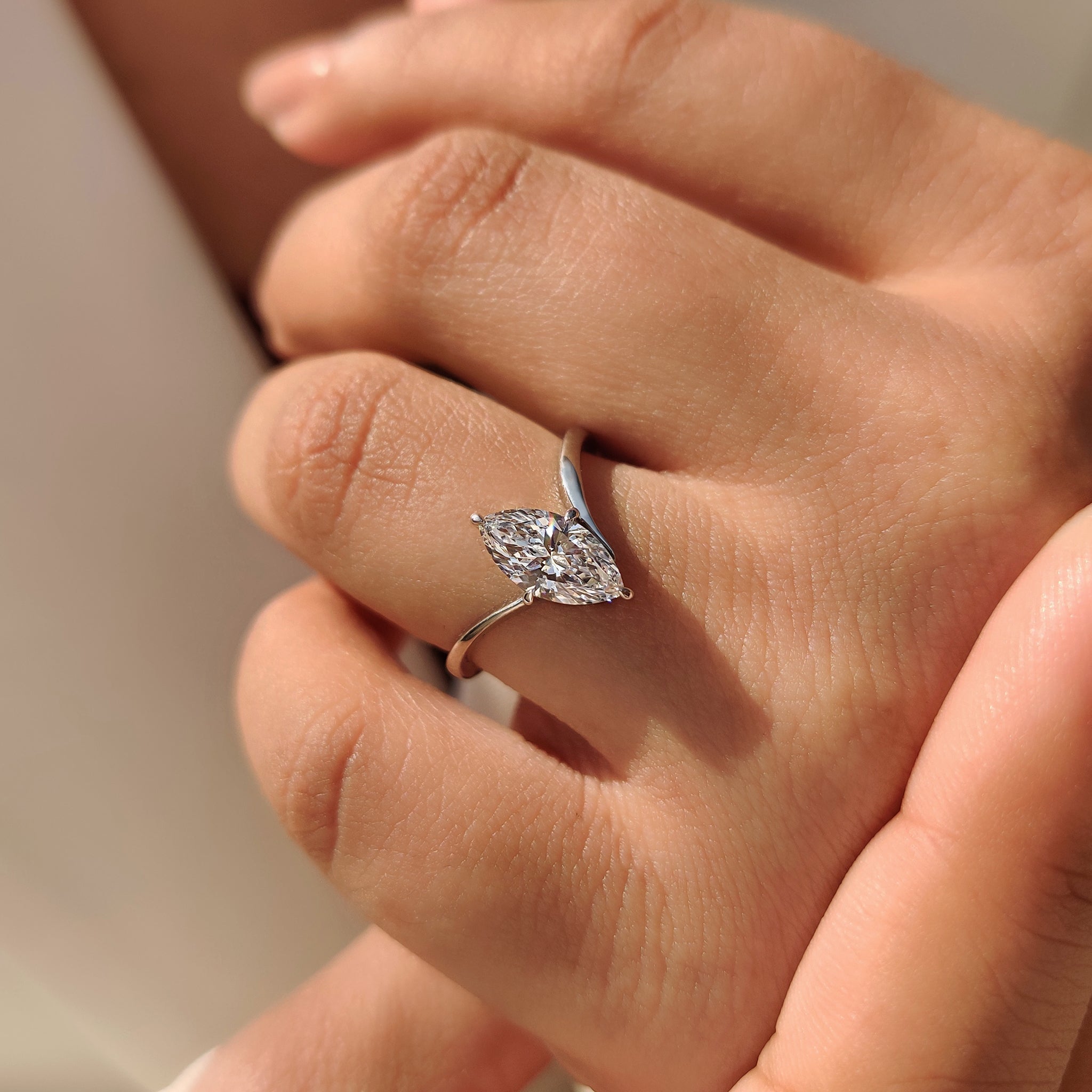 Marquise Cut Engagement Ring in Upside Down Setting