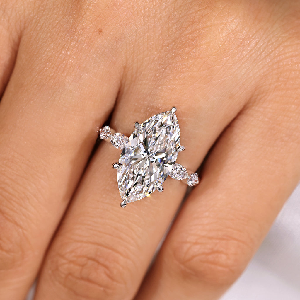 5 - 8 Carat IGI Certified Marquise Diamond Engagement Ring