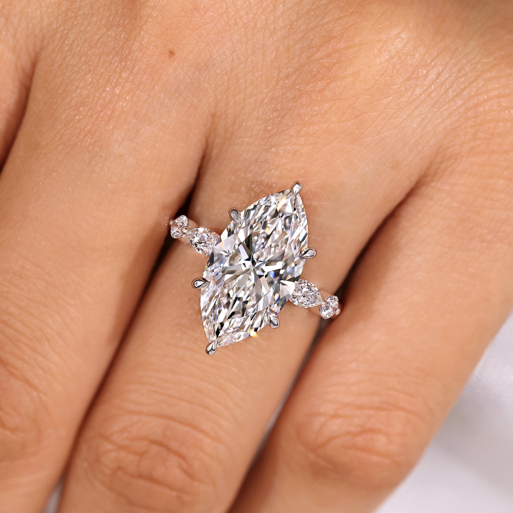 5 - 8 Carat IGI Certified Marquise Diamond Engagement Ring