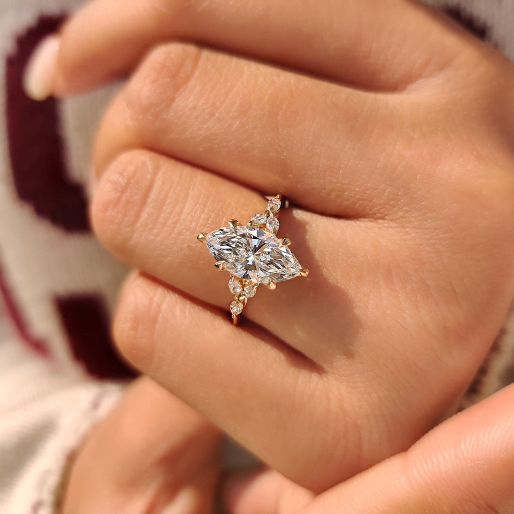 Muse Style Marquise Diamond Ring With Tulip Setting