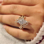 Marquise Engagement Ring With Wedding Band In Nature Inspired Style