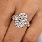 IGI Certified 5 - 7 Carat Oval Cut Diamond Ring in Cluster Setting
