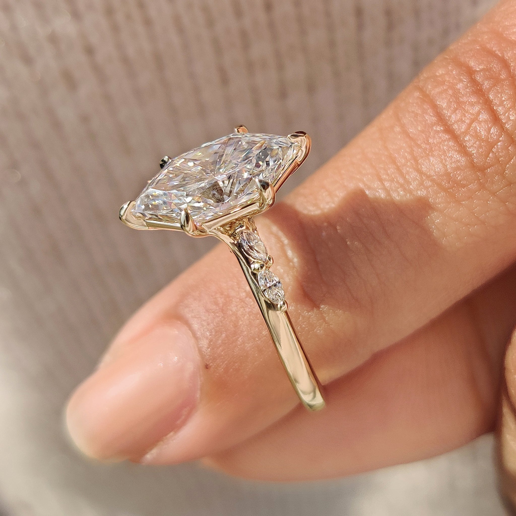 Dutch Marquise Cut Ring with Marquise Side Stones