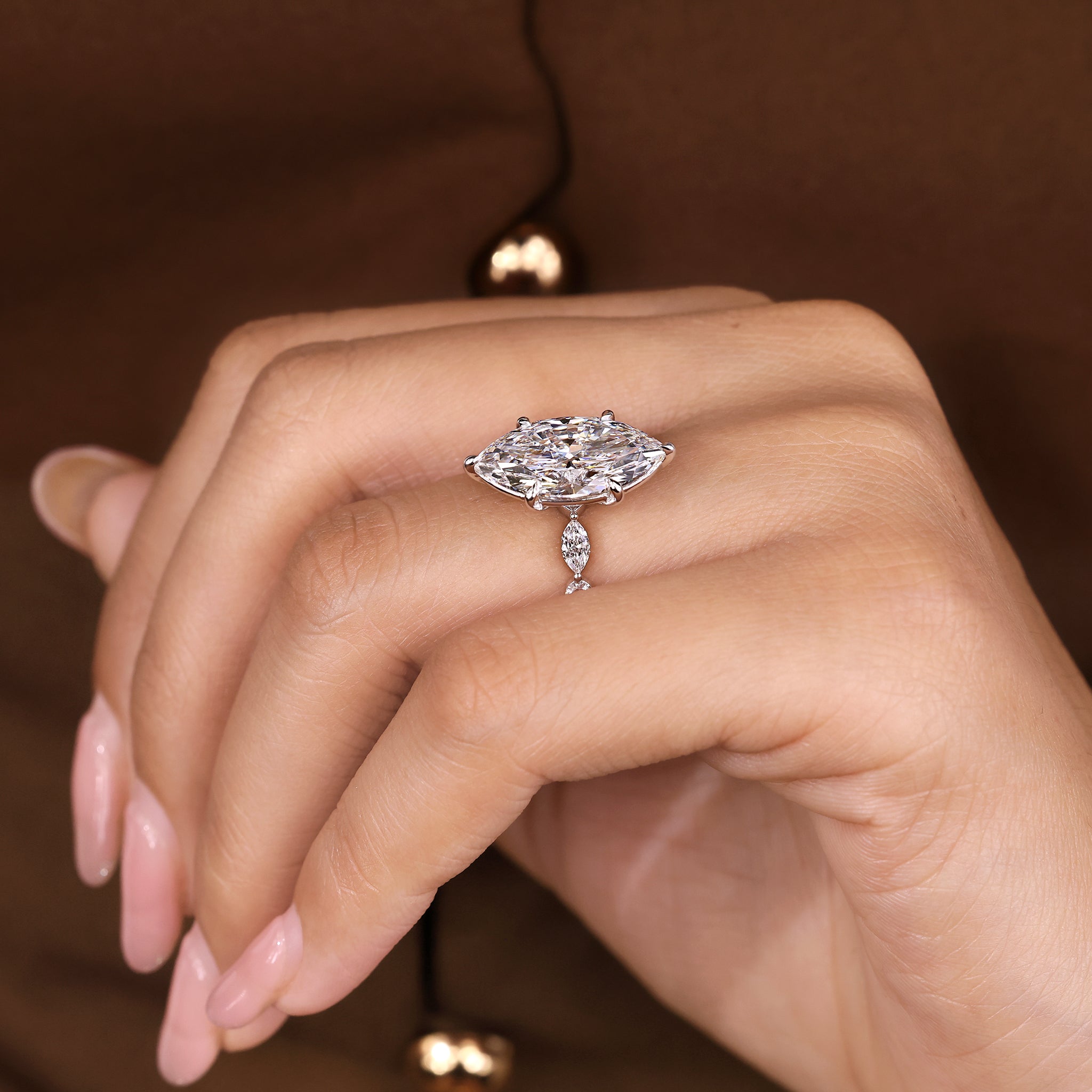 5 - 8 Carat IGI Certified Marquise Diamond Engagement Ring