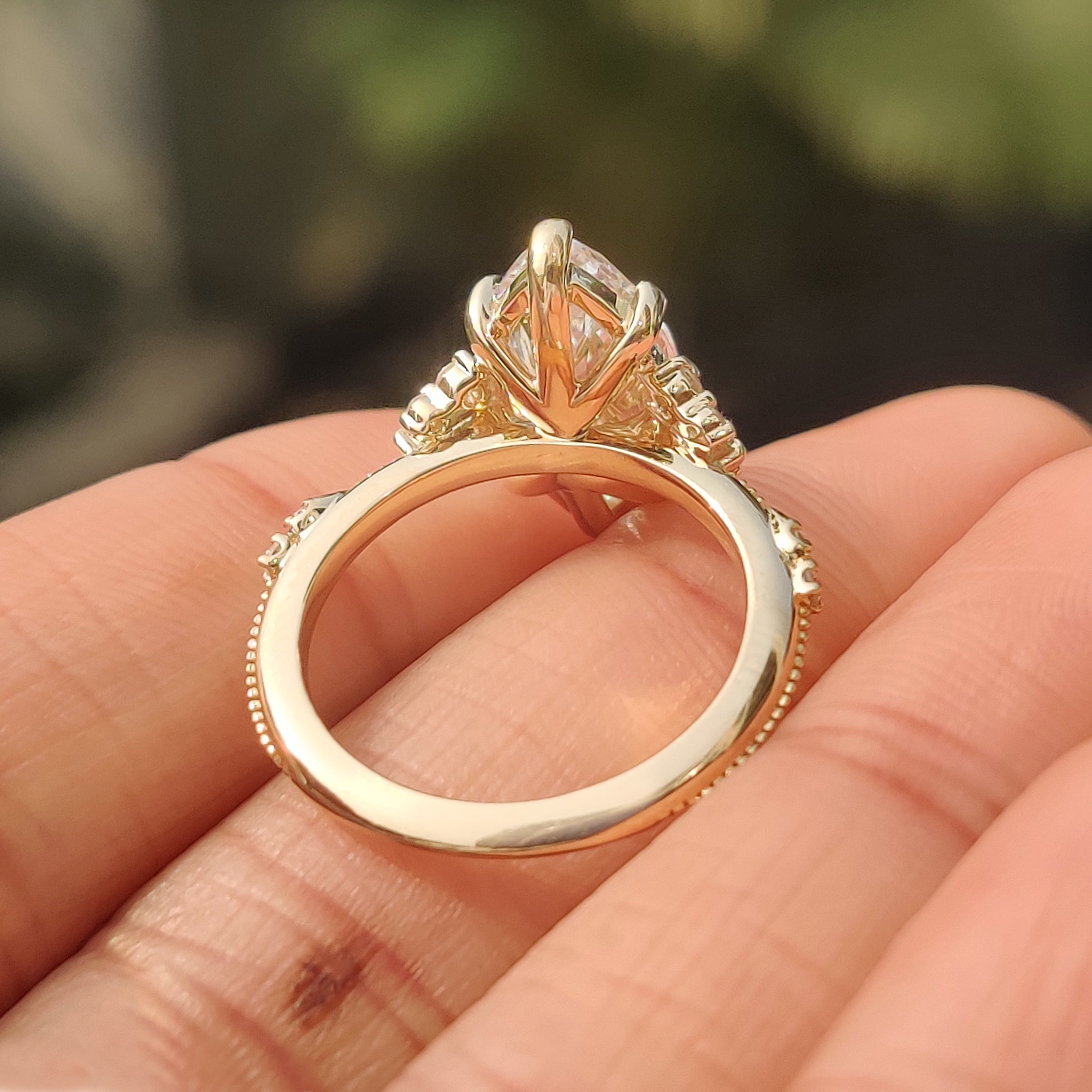 Vintage Marquise Engagement Ring with Milgrain Detailing
