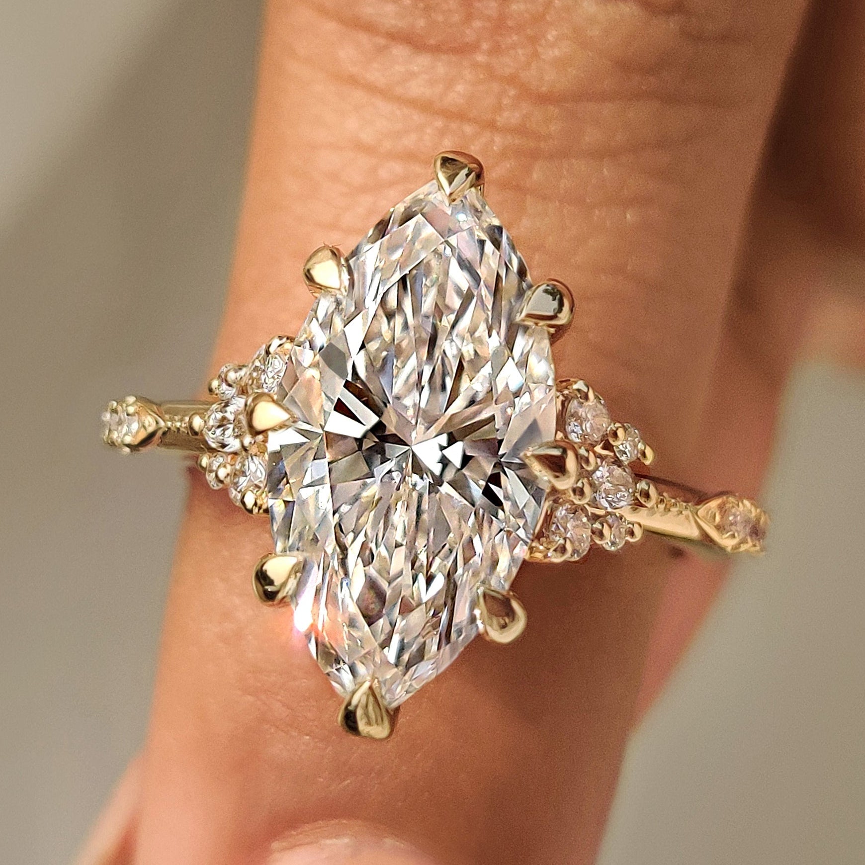 Vintage Marquise Engagement Ring with Milgrain Detailing
