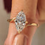 Old European cut Marquise Diamond Ring in Bypass Setting