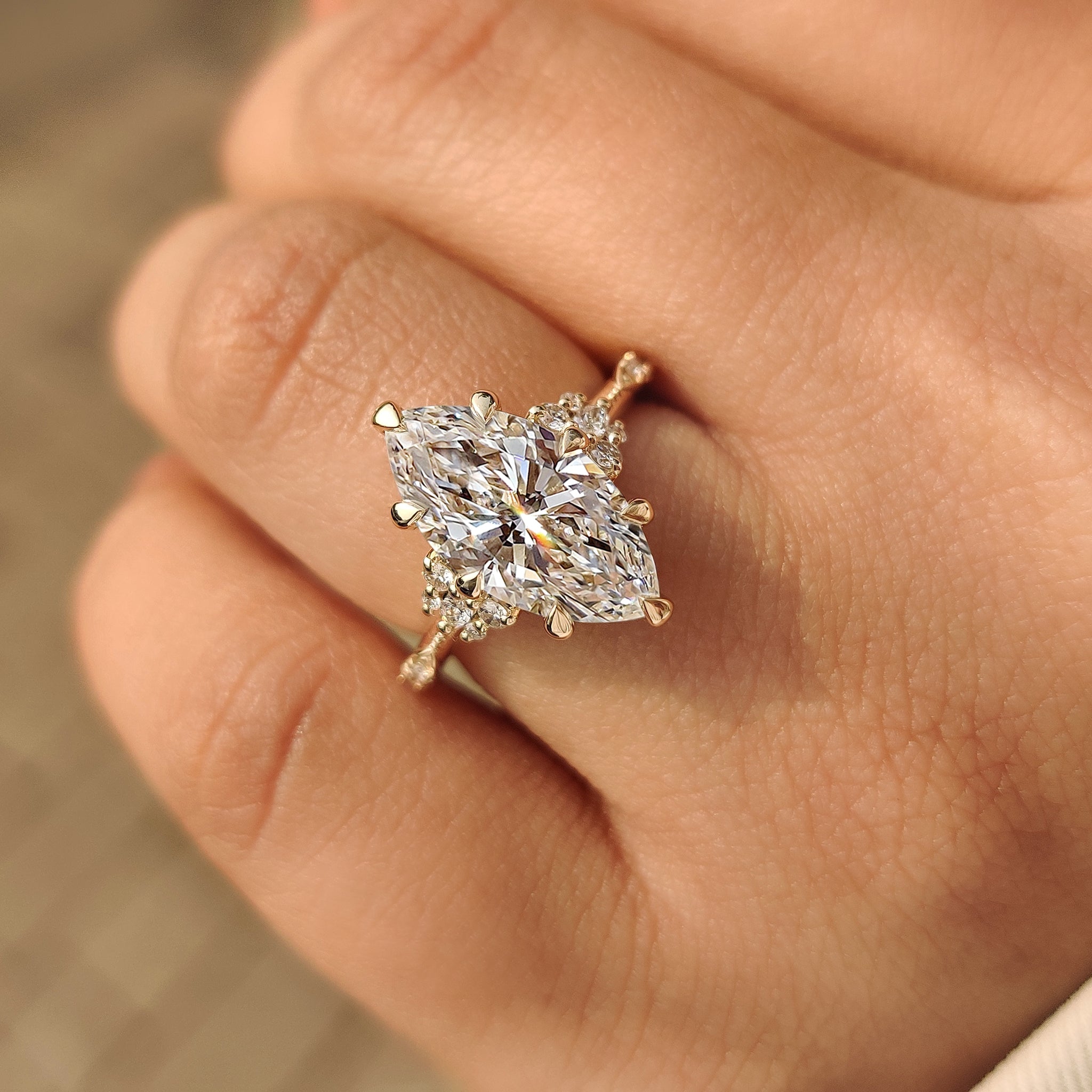 Vintage Marquise Engagement Ring with Milgrain Detailing Secondary image