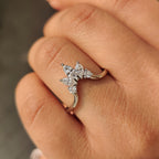 U Shape Curved Wedding Band with Marquise and Round Diamonds