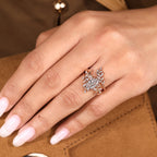 Dutch Marquise Ring with Enhancer Band Nature Inspired Bridal Set
