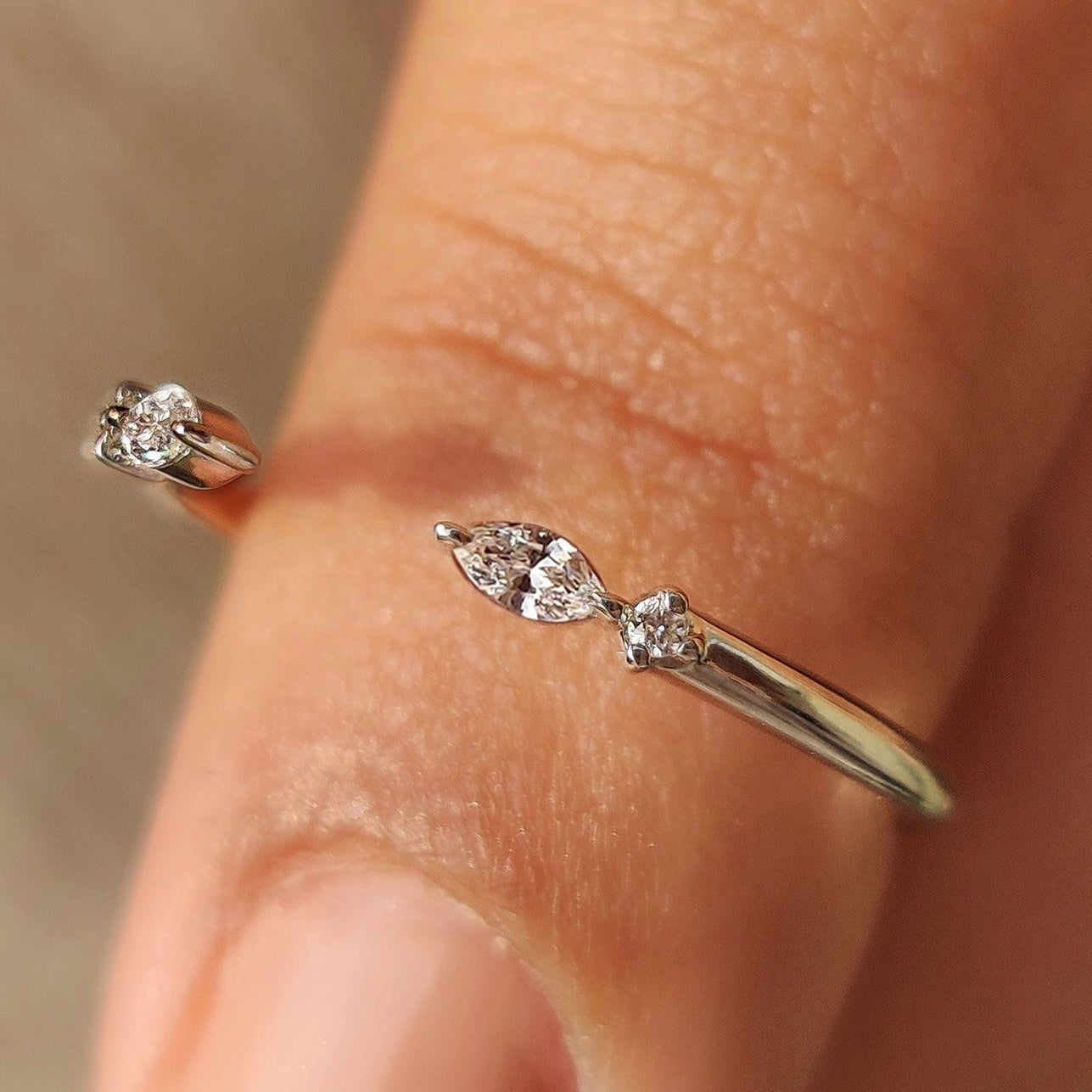 Marquise and Round Diamond Band in Open Gap Style Main image