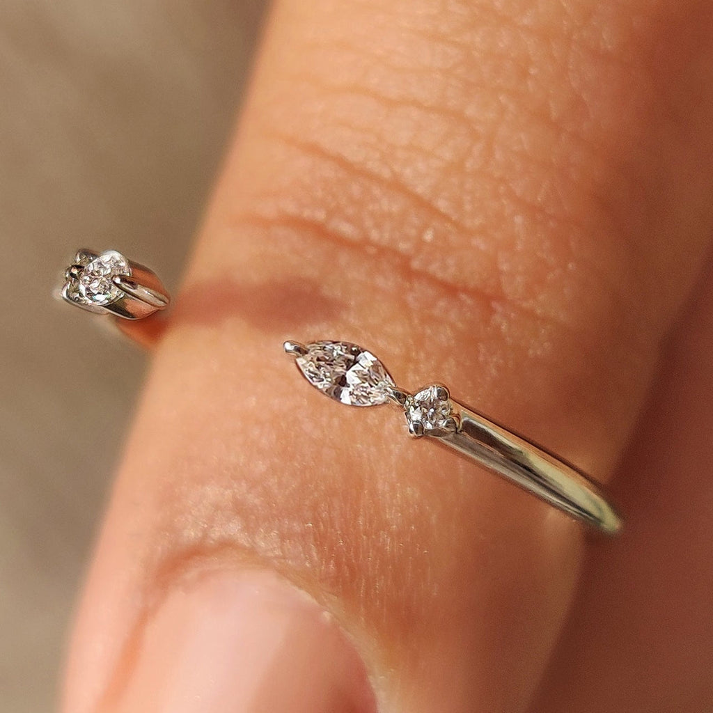 Marquise and Round Diamond Band in Open Gap Style