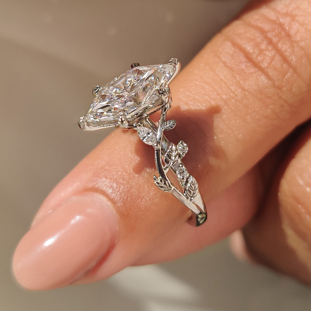 Dutch Marquise Cut Engagement Ring in Nature Inspired Style