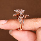 Pear Shaped Engagement Ring With Wedding Band In Nature Inspired Style