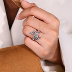 Oval Engagement Ring with Wedding Band in Nature Inspired Style