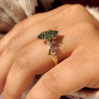 Green Dutch Marquise Engagement Ring in Leaf Details