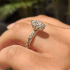 Oval Bezel Engagement Ring with Milgrain