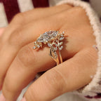 Marquise Engagement Ring With Wedding Band In Nature Inspired Style