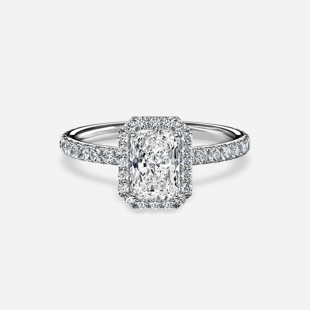 1.30 CT Radiant Moissanite Halo Engagement Ring