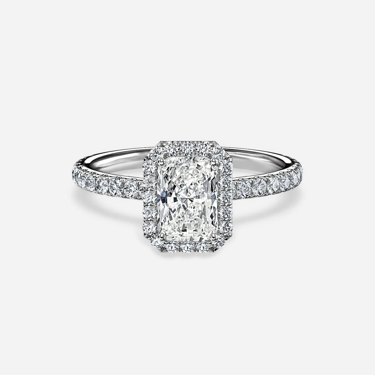 1.30 CT Radiant Moissanite Halo Engagement Ring
