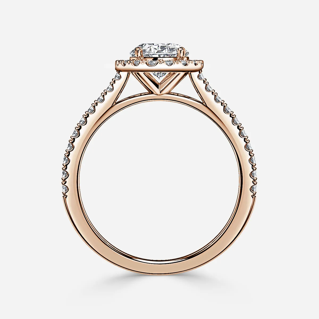 1.0 CT Oval Cut Moissanite Halo & Pave Bridal Ring Set