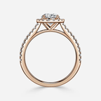 1.0 CT Oval Cut Moissanite Halo & Pave Bridal Ring Set